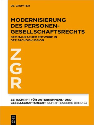 cover image of Modernisierung des Personengesellschaftsrechts